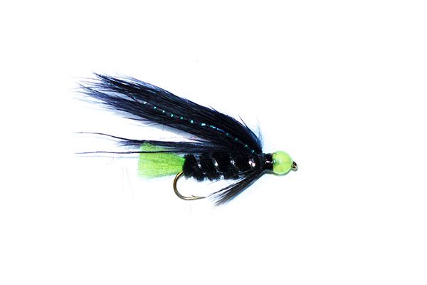 viva black and green hot head fishing flies