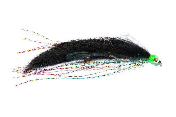 Rainbow Flash Black & Green Mini Snake Trout Fly