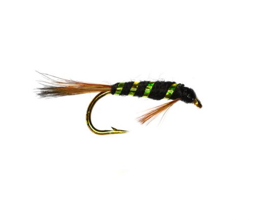 Green Metallic Ribbed Black Diawl Bach Nymph