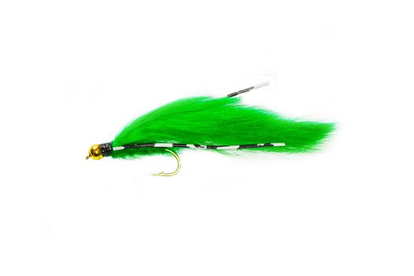 Green Goldhead Flexi Zonker Lures for trout fishing