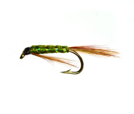 Olive Green Metallic Ribbed Diawl Bach Nymph